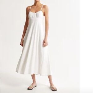 Abercrombie & Fitch White Midi Dress with Spaghetti Straps